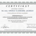 Certyfikat - kurs ENDODONCJA I - Opracowywanie rczne i wypenianie kanaw korzeniowych na jednej wizycie 