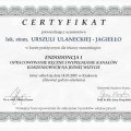 Certyfikat - kurs ENDODONCJA I - Opracowywanie ręczne i wypełnianie kanałów korzeniowych na jednej wizycie